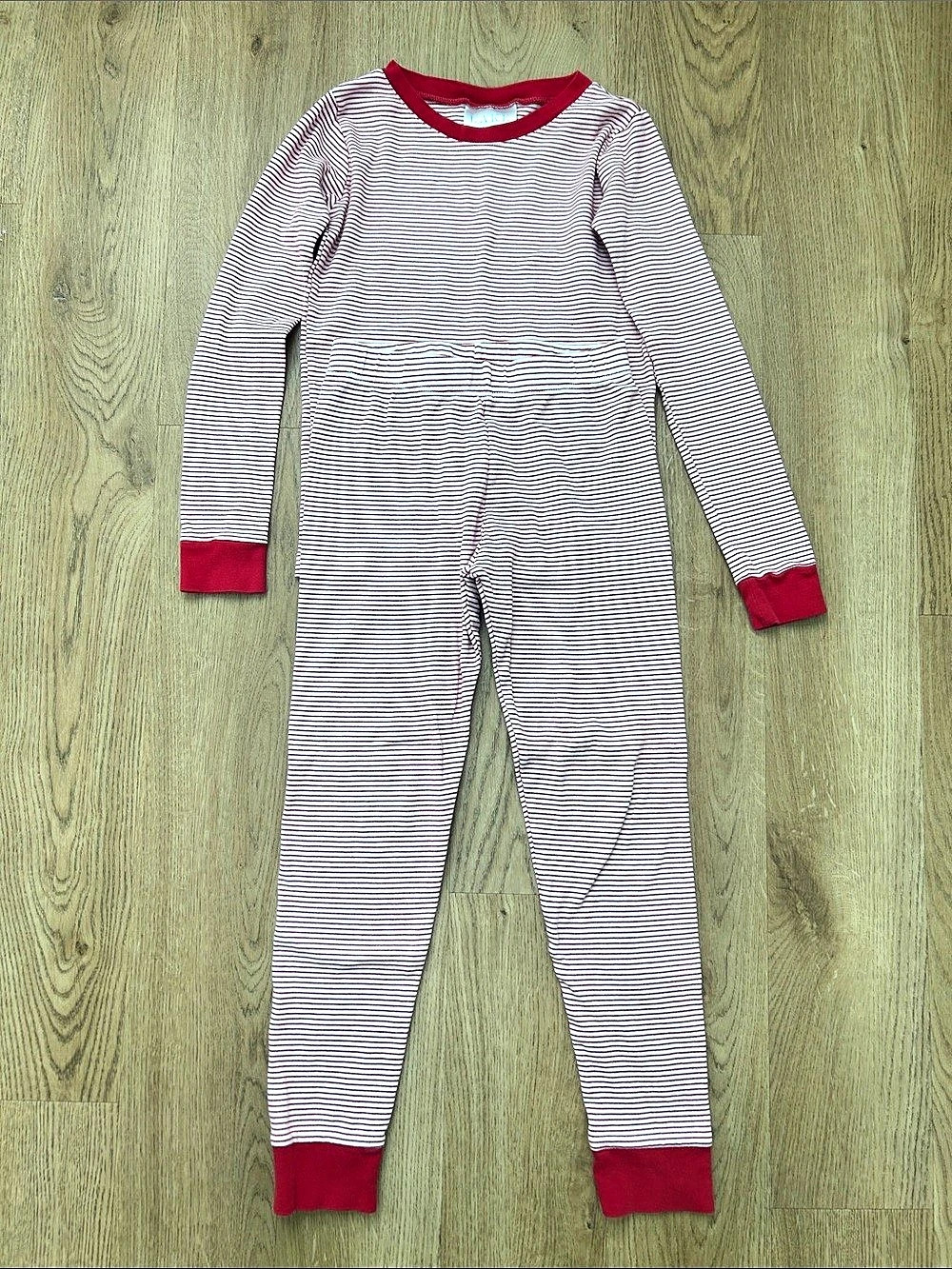 LAKE Pajamas Kids Red Long-Long Striped Pajama Set Size 8